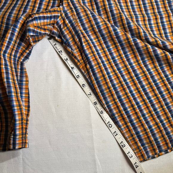 Rocawear Plaid Seersucker Shorts 38 Orange Navy Hip Hop Streetwear Y2K - Picture 8 of 8